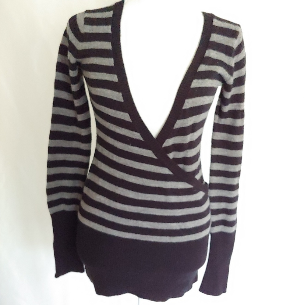 Energie Black and Gray Striped Sweater